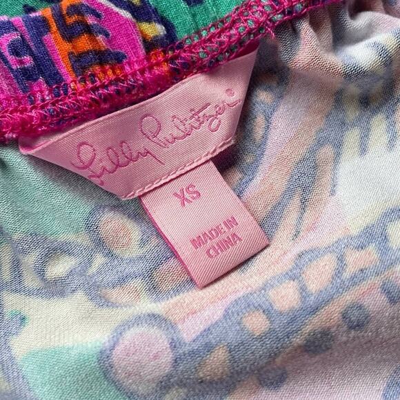 Lilly Pulitzer Women's Short Dress XS Pink Sea & Be Seen Abstract Strapless Mini - Picture 4 of 6